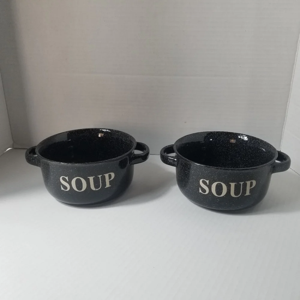 SOUP BOWLS MICROWAVE AND DISHWASHER SAFE BLACK AND WHITE CAMPING BOWLS